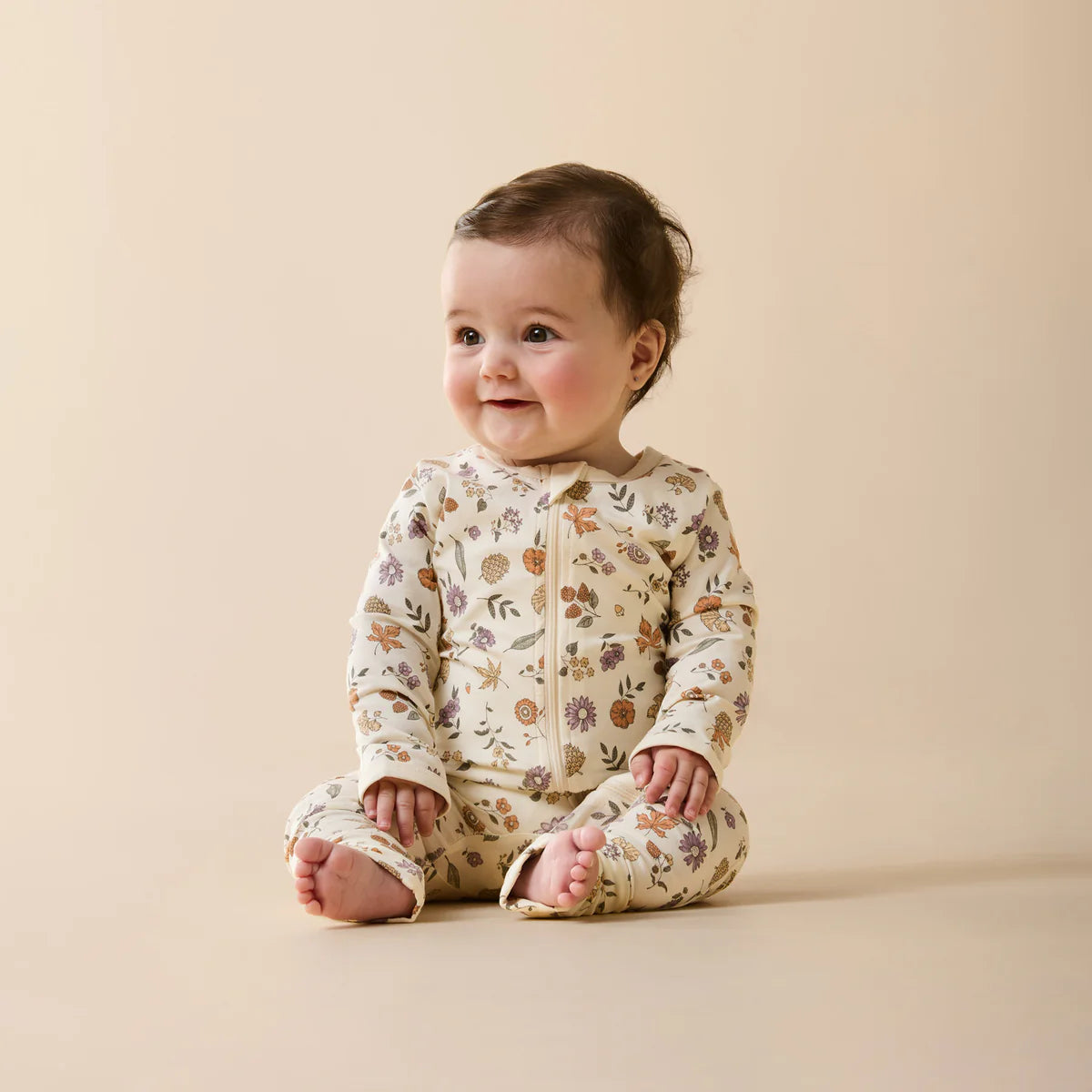 WILSON & FRENCHY MAPLE GLOW ORGANIC ZIPSUIT WITH FEET