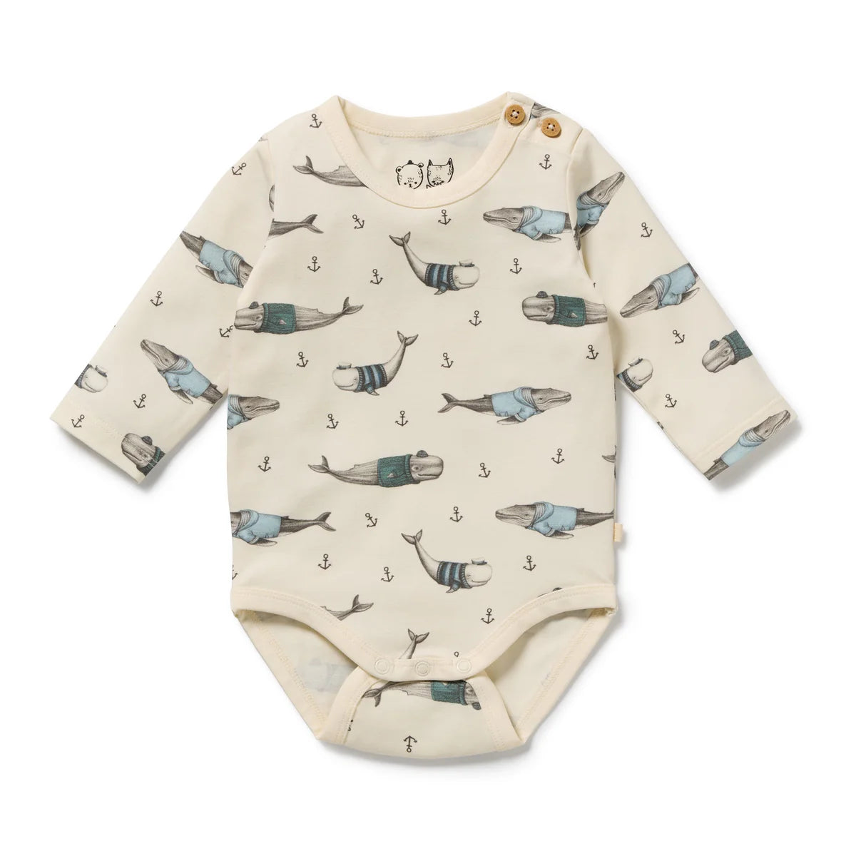 WILSON & FRENCHY WOOLLY WHALES ORGANIC BODYSUIT