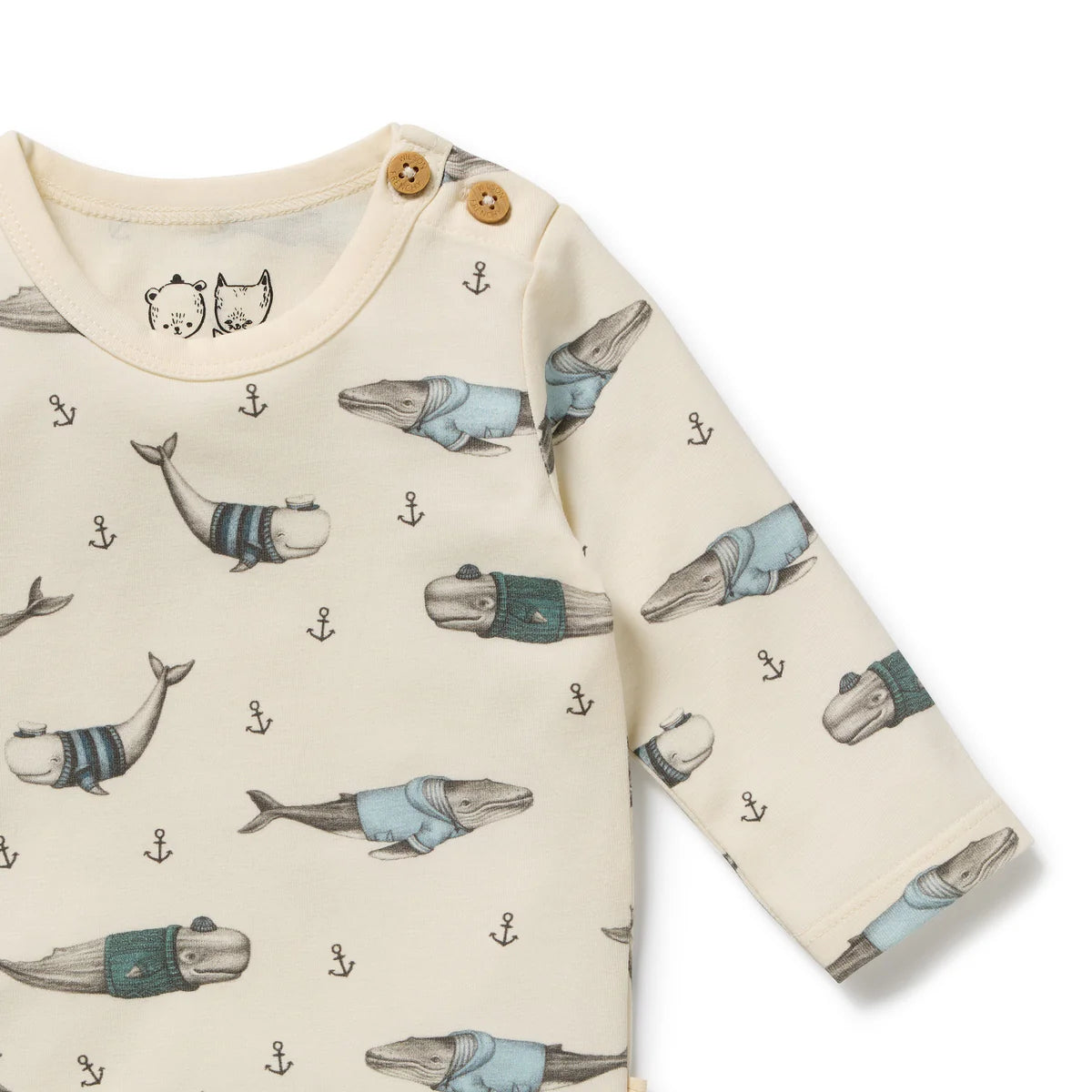 WILSON & FRENCHY WOOLLY WHALES ORGANIC BODYSUIT