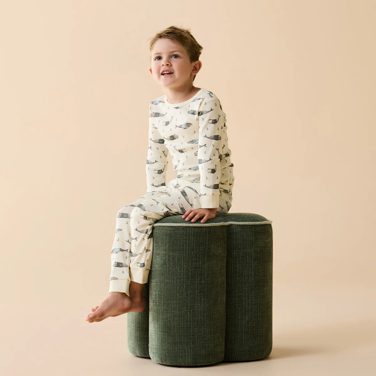 WILSON & FRENCHY WOOLLY WHALES ORGANIC LONG SLEEVED PYJAMAS