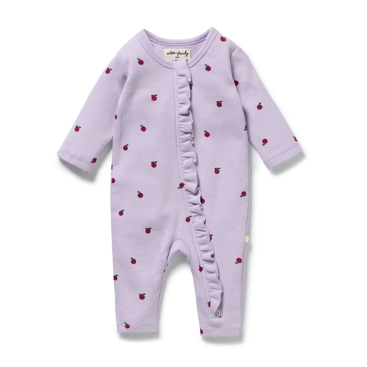 WILSON & FRENCHY BERRY PLUMS ORGANIC WAFFLE ZIPSUIT
