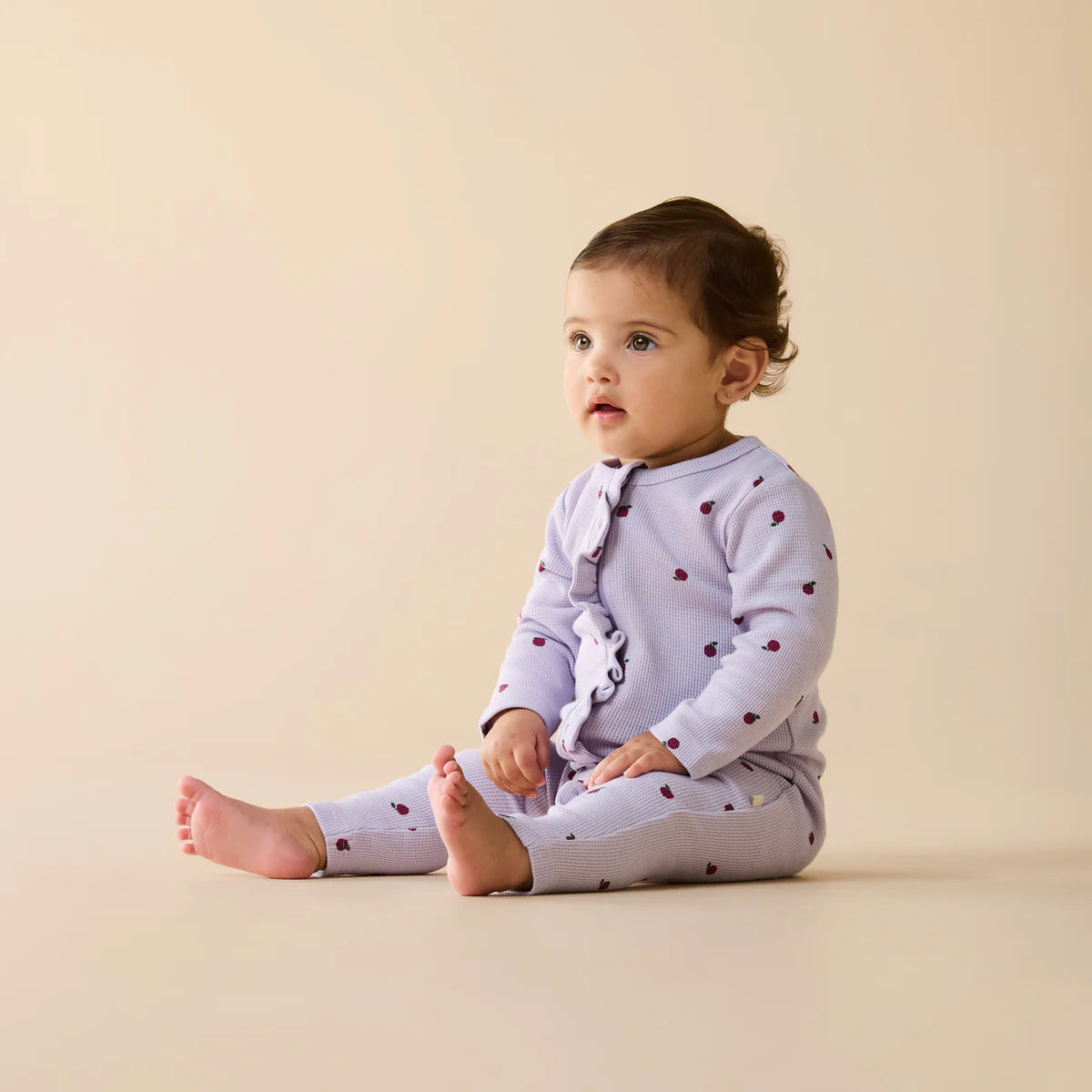 WILSON & FRENCHY BERRY PLUMS ORGANIC WAFFLE ZIPSUIT