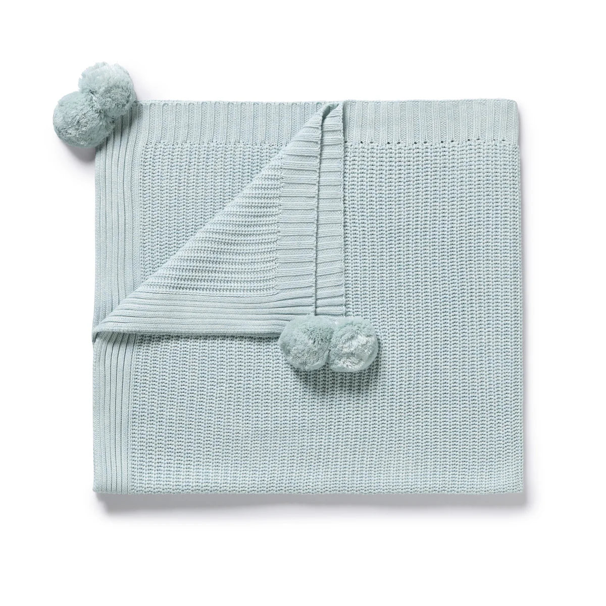 WILSON & FRENCHY CLOUD BLUE ORGANIC KNITTED BLANKET