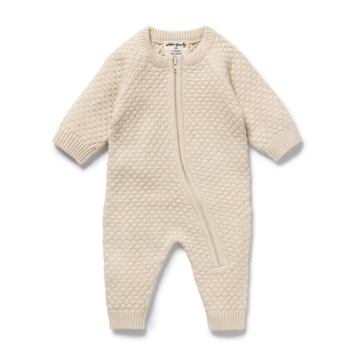 WILSON & FRENCHY CREAM ORGANIC KNITTED BUBBLE GROWSUIT