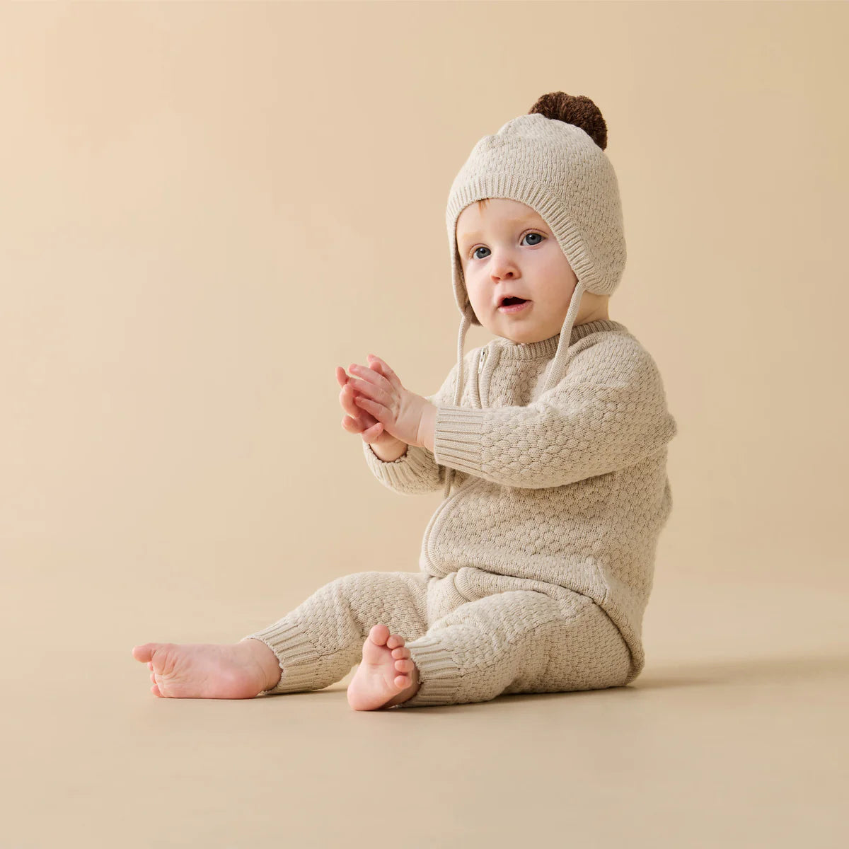WILSON & FRENCHY CREAM ORGANIC KNITTED BUBBLE GROWSUIT