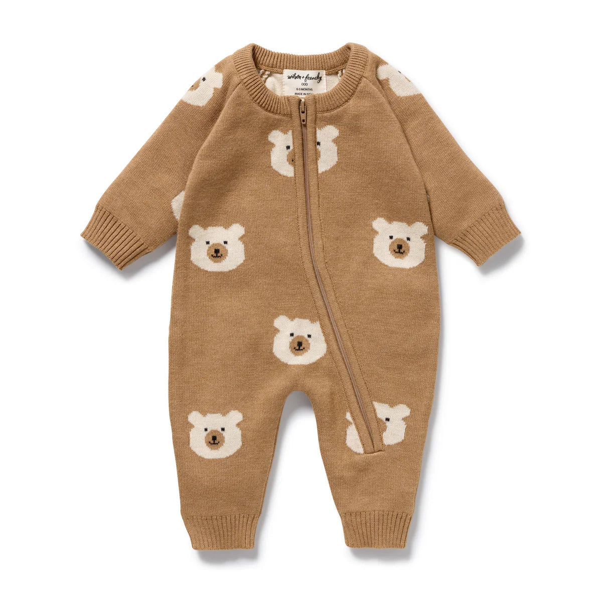 WILSON & FRENCHY BEARY CUTE ORGANIC KNITTED JACQUARD GROWSUIT