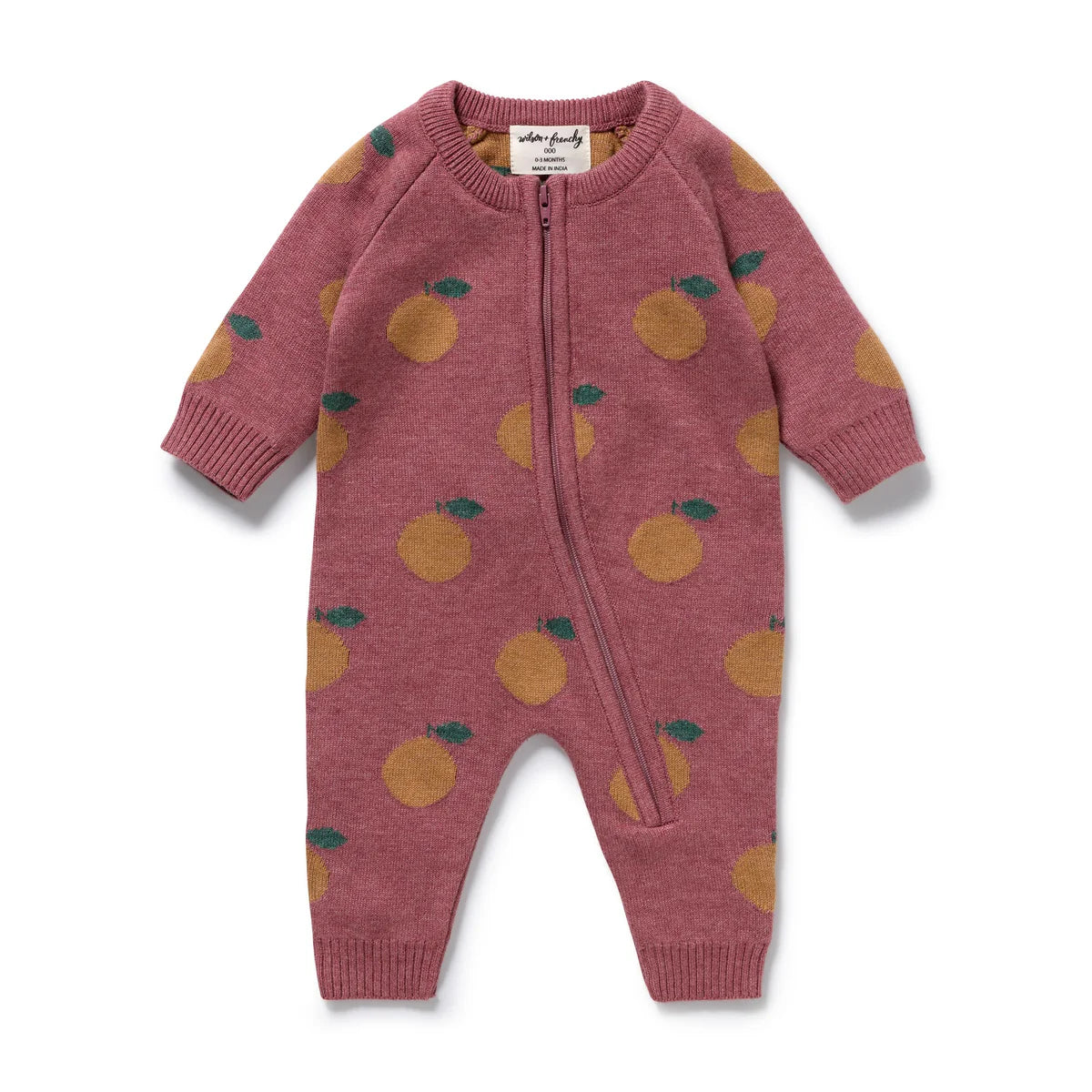 WILSON & FRENCHY CLEMENTINE ORGANIC KNITTED JACQUARD GROWSUIT