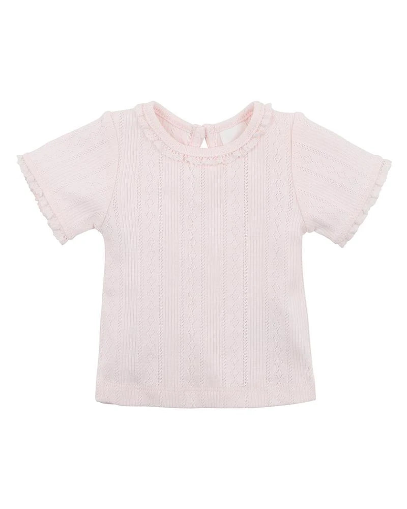 PINK POINTELLE SHORT SLEEVE TEE