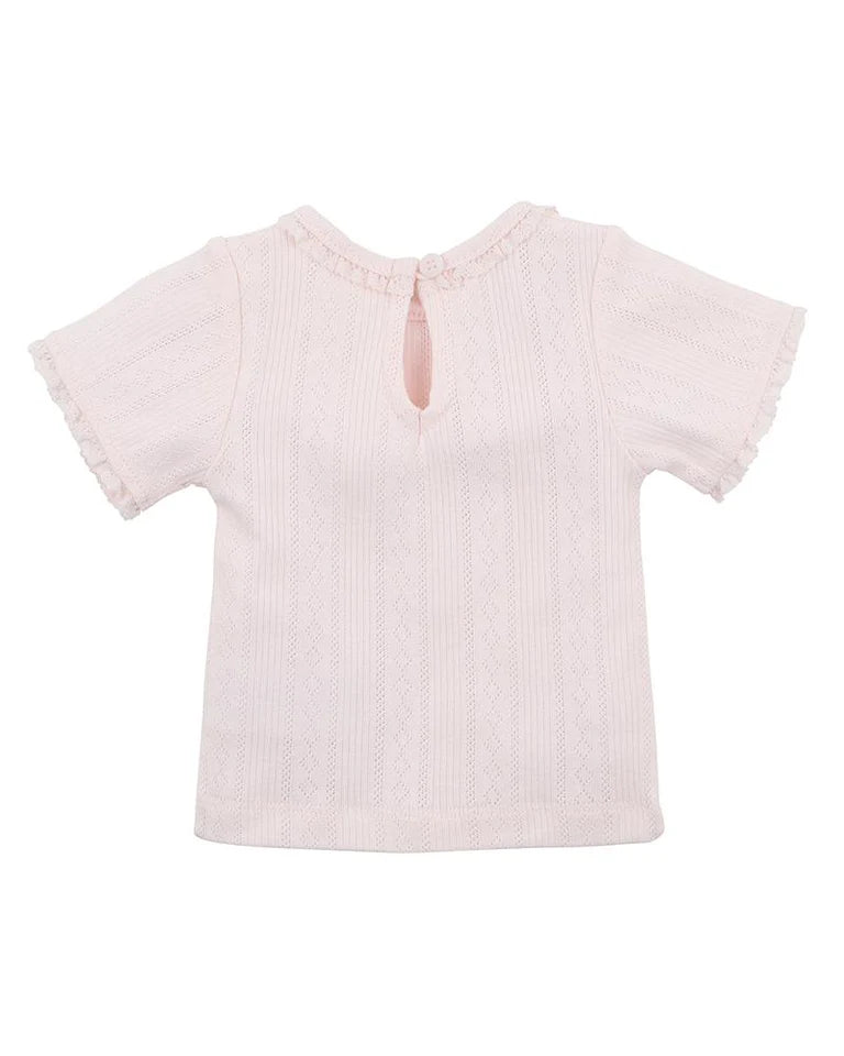 PINK POINTELLE SHORT SLEEVE TEE