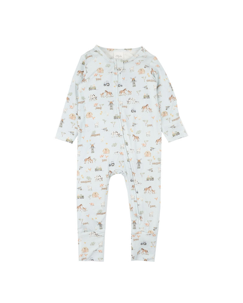 BEBE ECOCOSY FARM LONG SLEEVE ZIPSUIT