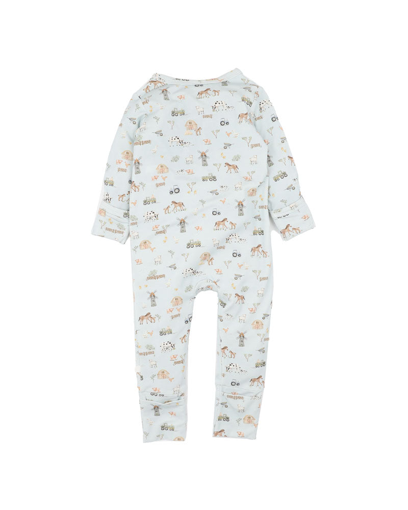 BEBE ECOCOSY FARM LONG SLEEVE ZIPSUIT