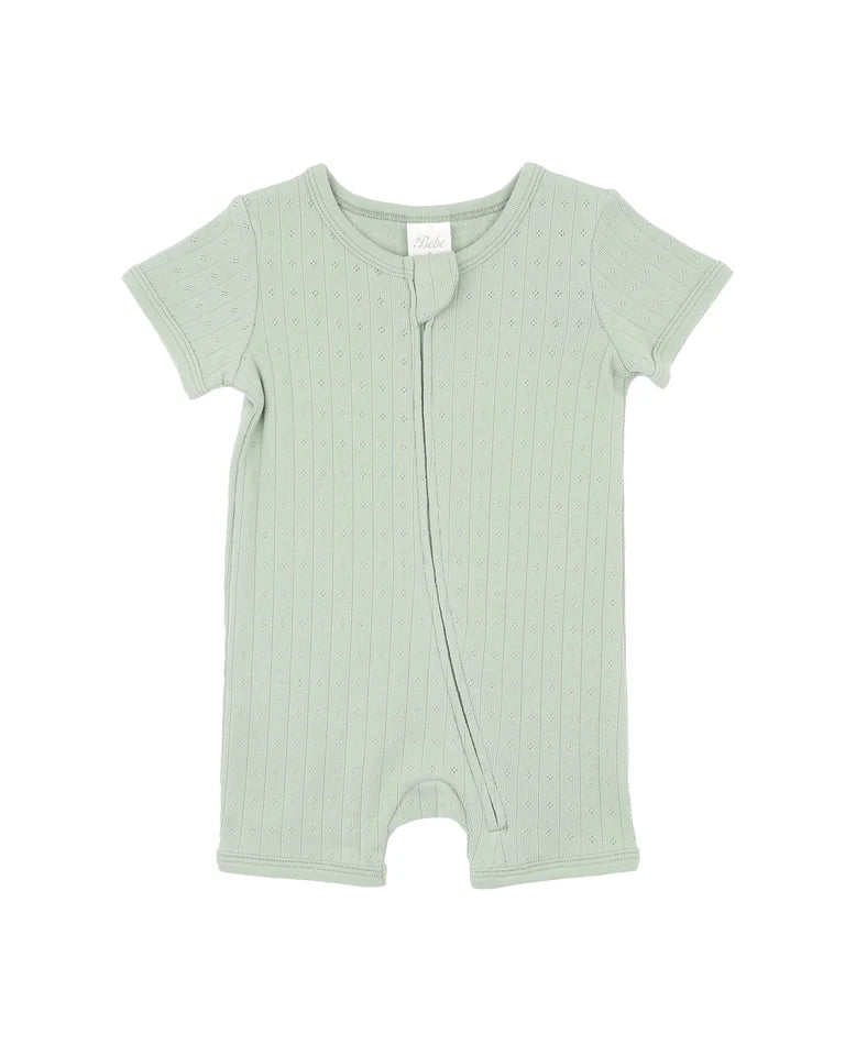BEBE SAGE ORGANIC POINTELLE SS ZIPSUIT