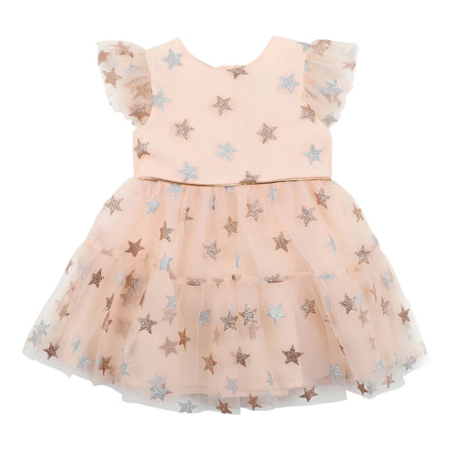 BEBE XMAS STAR DRESS ROSE GOLD
