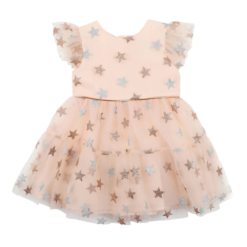 BEBE XMAS STAR DRESS ROSE GOLD