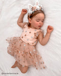 BEBE XMAS STAR DRESS ROSE GOLD