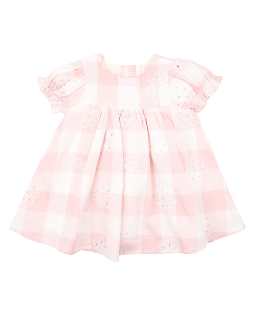 BEBE LARA CUTWORK CHECK DRESS