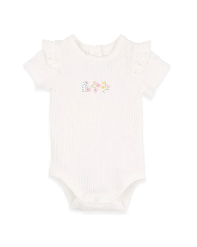 BEBE BONNIE ORGANIC EMBROIDERED BODYSUIT