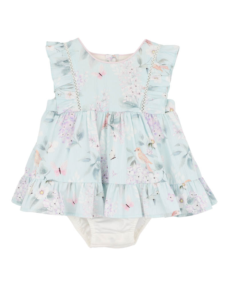 BEBE MADELYN PRINT OVERLAY DRESS
