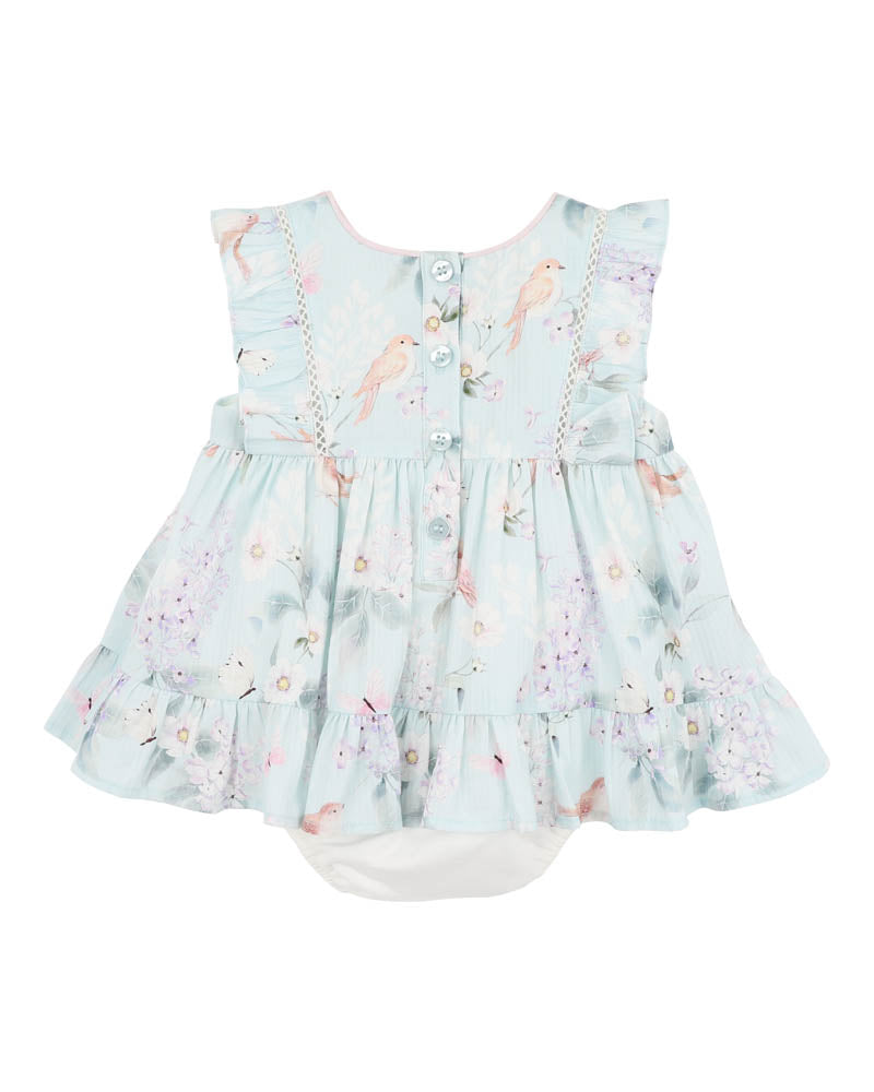 BEBE MADELYN PRINT OVERLAY DRESS