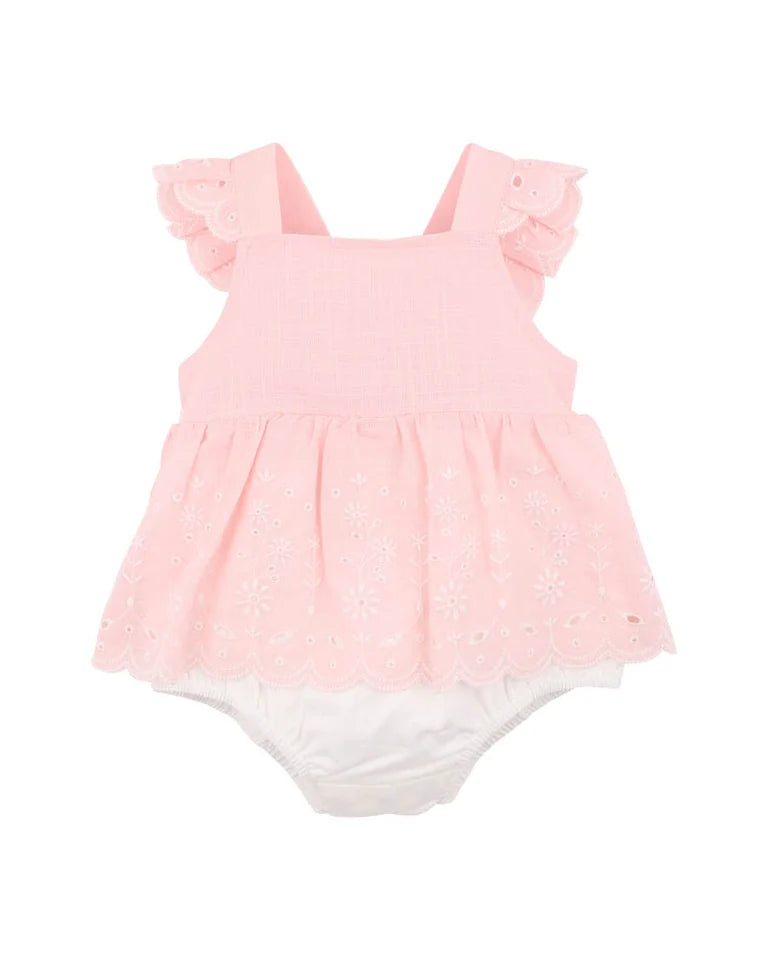 BEBE CHELSEA BRODERIE OVERLAY BODYSUIT PINK