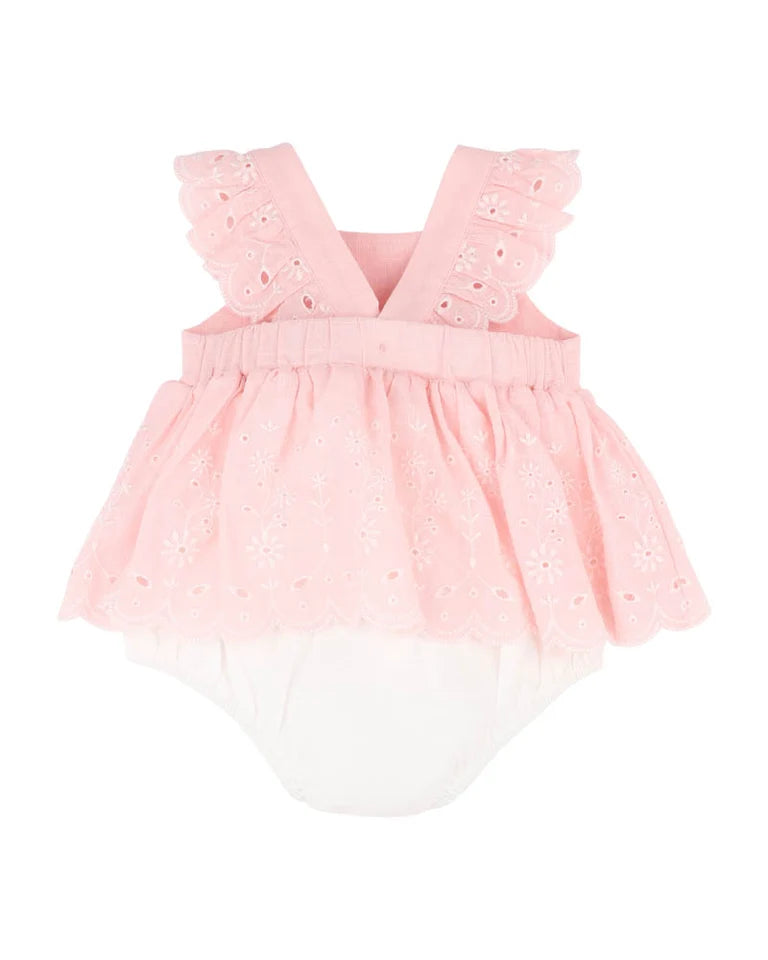 BEBE CHELSEA BRODERIE OVERLAY BODYSUIT PINK