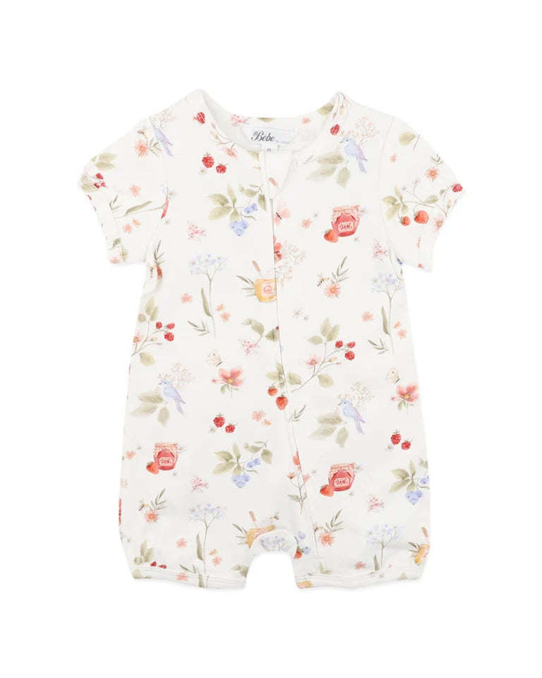 BEBE POPPY ORGANIC SS ZIP ROMPER