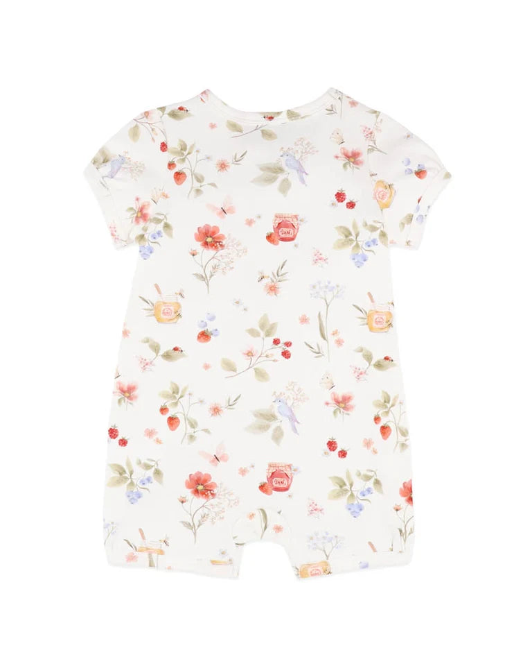 BEBE POPPY ORGANIC SS ZIP ROMPER