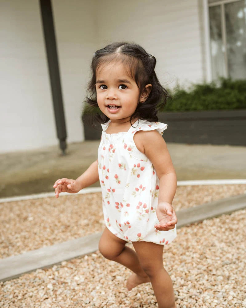 BEBE POPPY STRAWBERRY PRINT ROMPER
