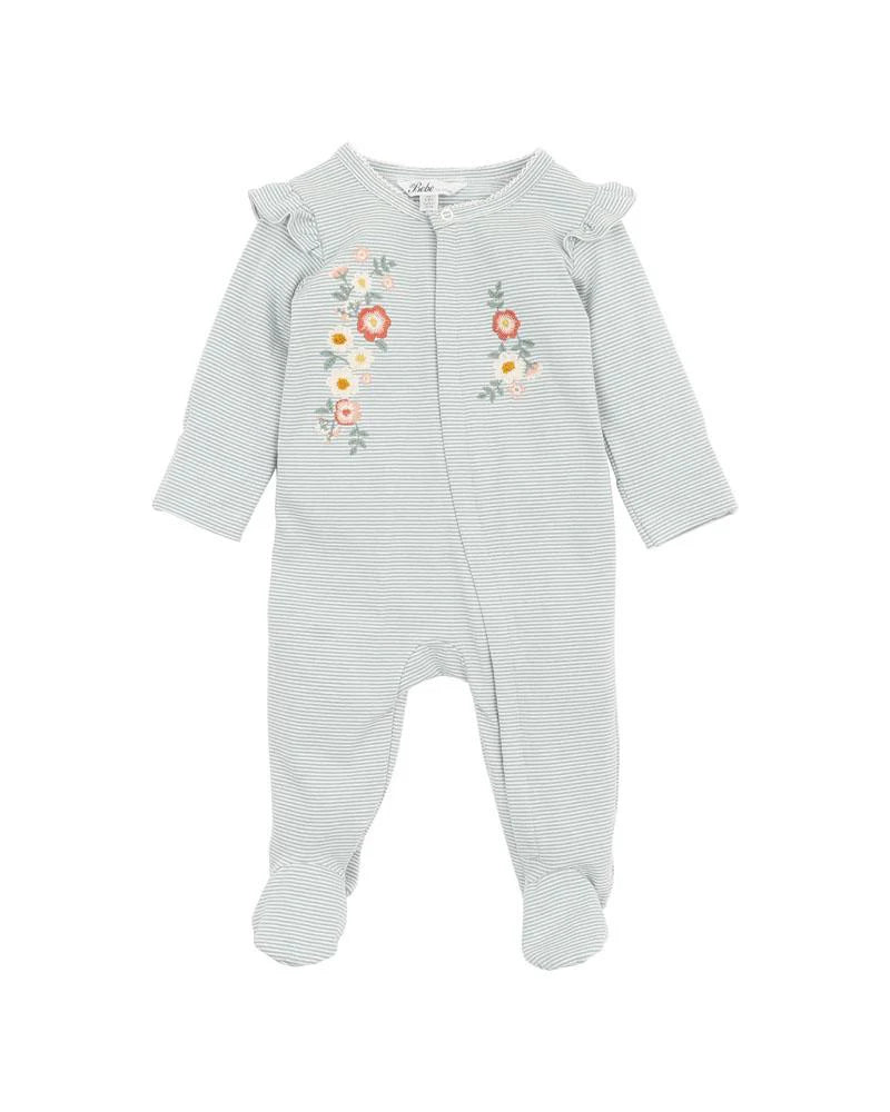 BEBE LYLA STRIPE LS ZIP ONESIE