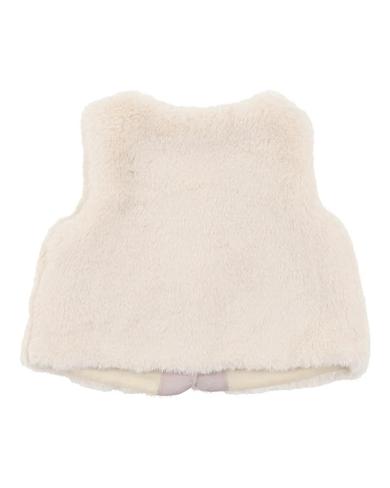 BEBE FAUX FUR VEST ALMOND