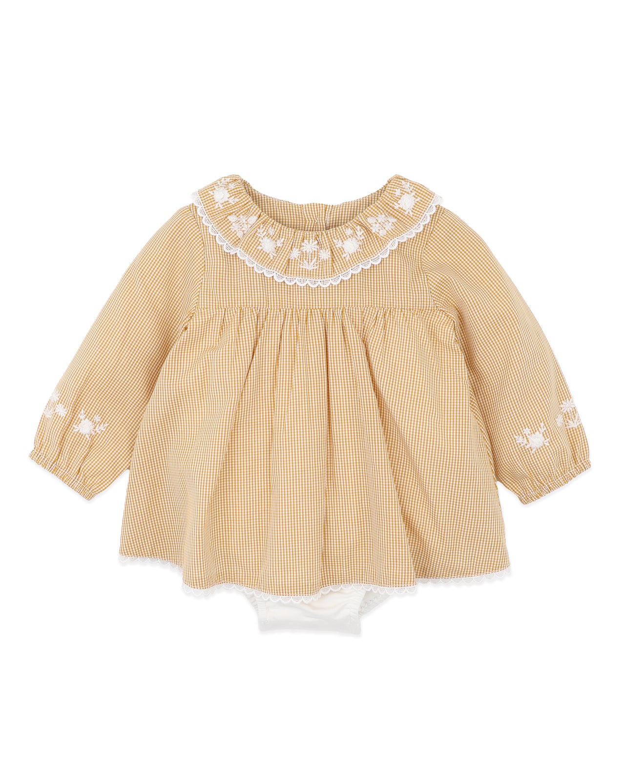 BEBE WINNIE EMB GINGHAM OVERLAY DRESS