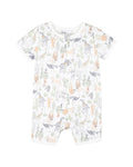 BEBE ELLIS PRINT SS ZIP ROMPER