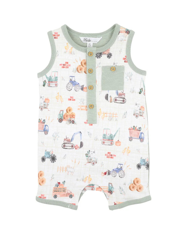BEBE CLAYTON PRINT SHEEP ROMPER