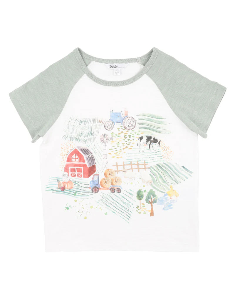 BEBE CLAYTON FARM SCENE TEE 3-4YRS