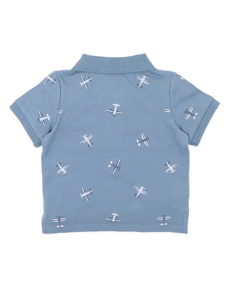 BEBE HARLAN AIRPLANE EMBROIDERED POLO