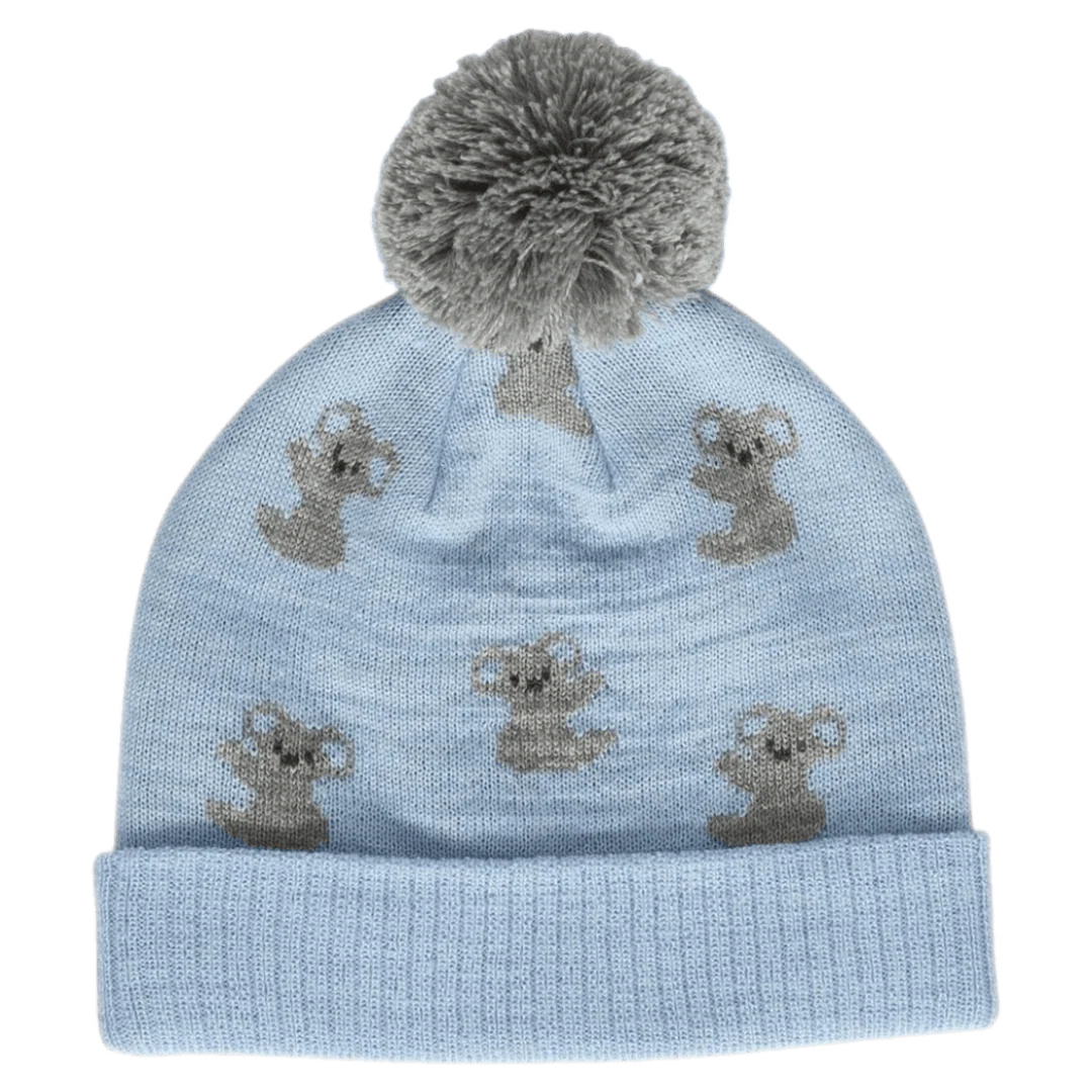 ACORN KOALA MERINO BEANIE BLUE & GREY