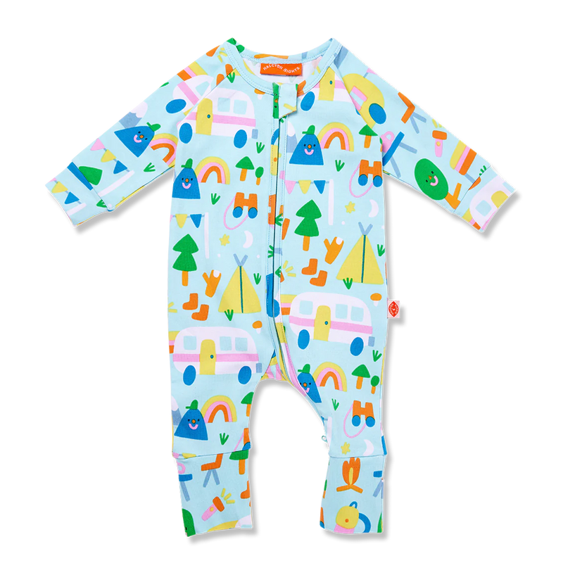 HALCYON NIGHTS HAPPY CAMPERS LONG SLEEVE ROMPER