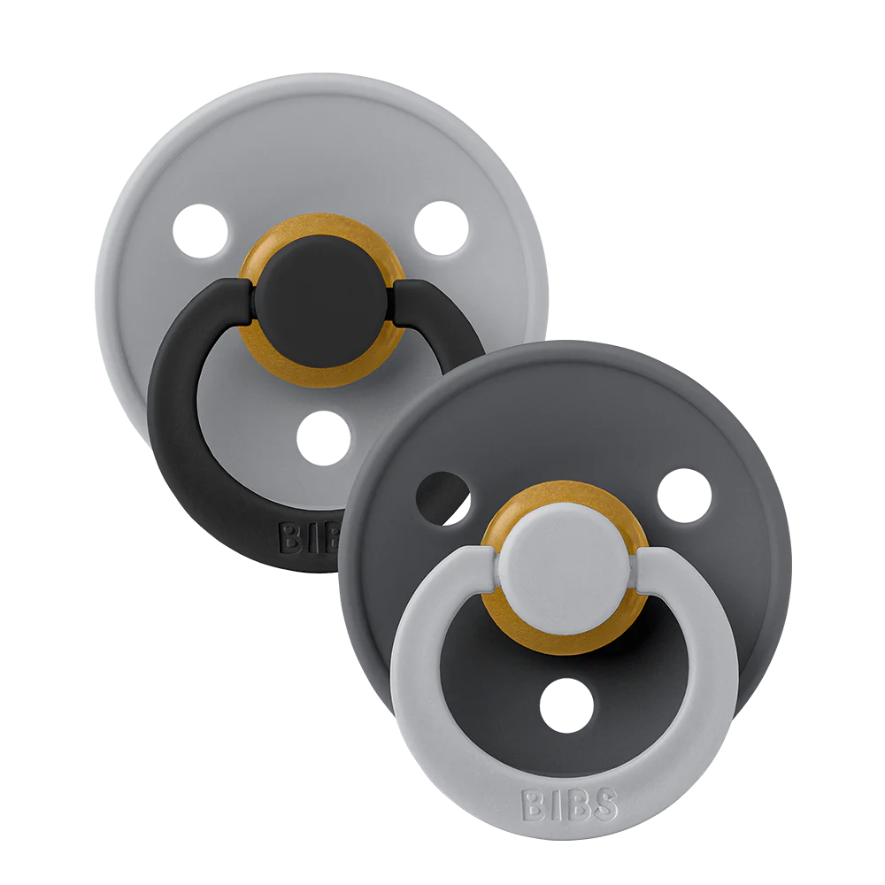 BIBS FUSION COLOUR DUMMY 2 PACK SIZE 1 (0-6MTH) CLOUD IRON MIX