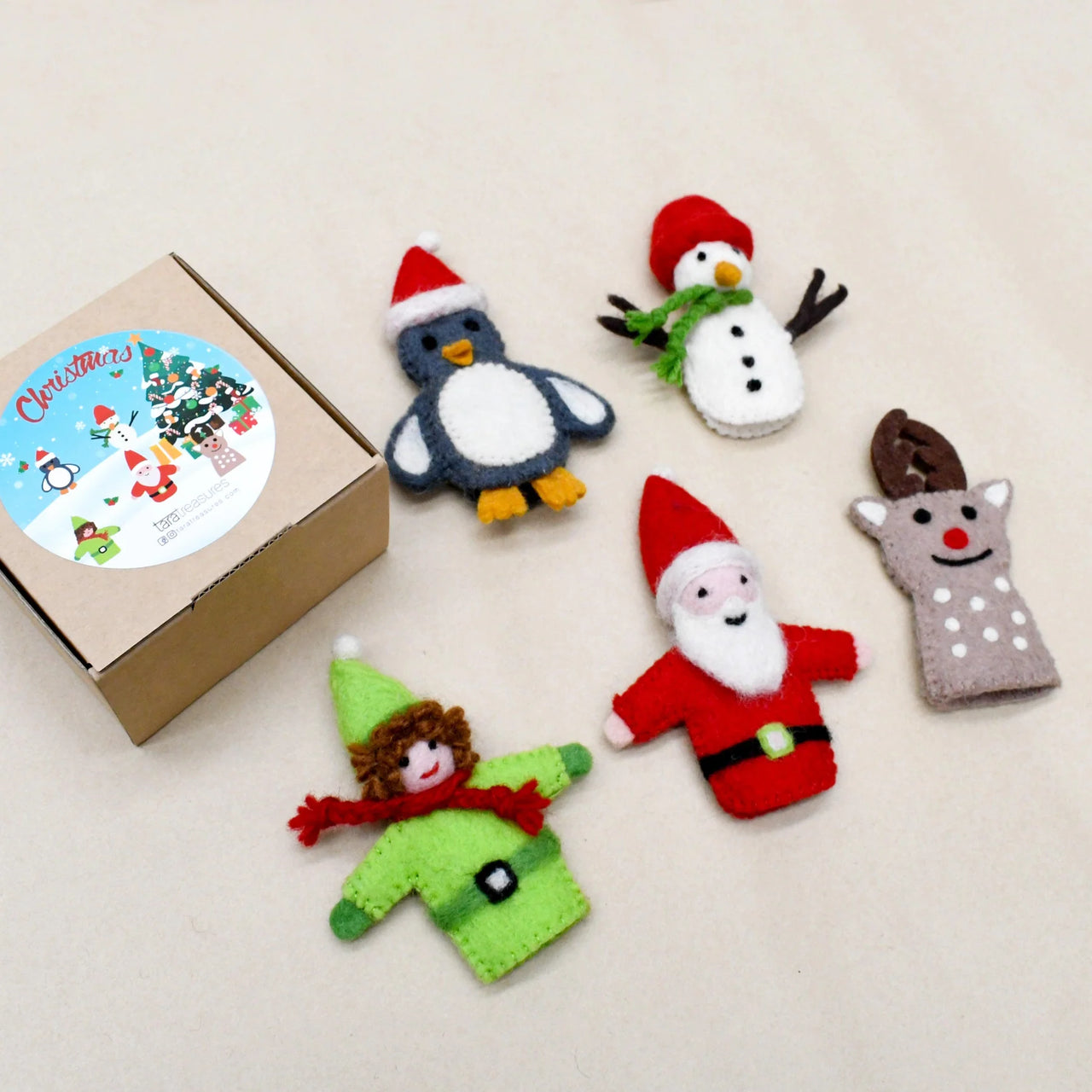 TARA TREASURES FELT CHRISTMAS SANTA FINGER PUPPET SET