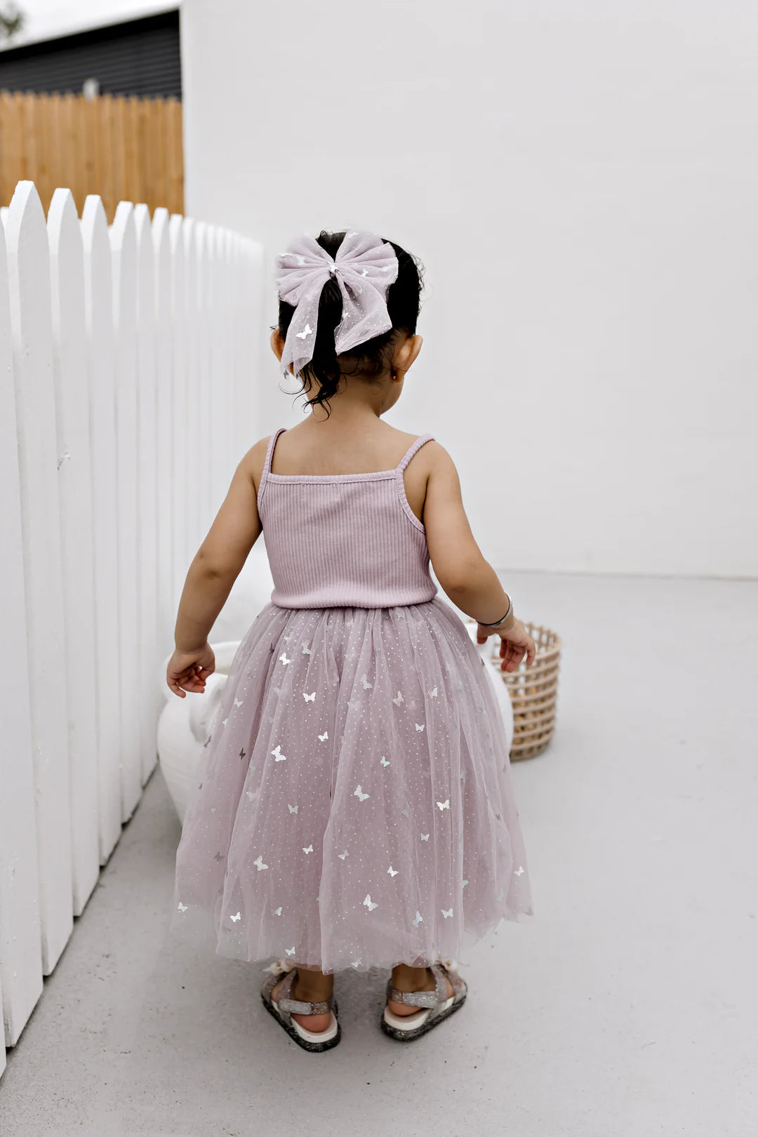 LARGE TULLE SAILOR BOW - MAUVE BUTTERFLIES