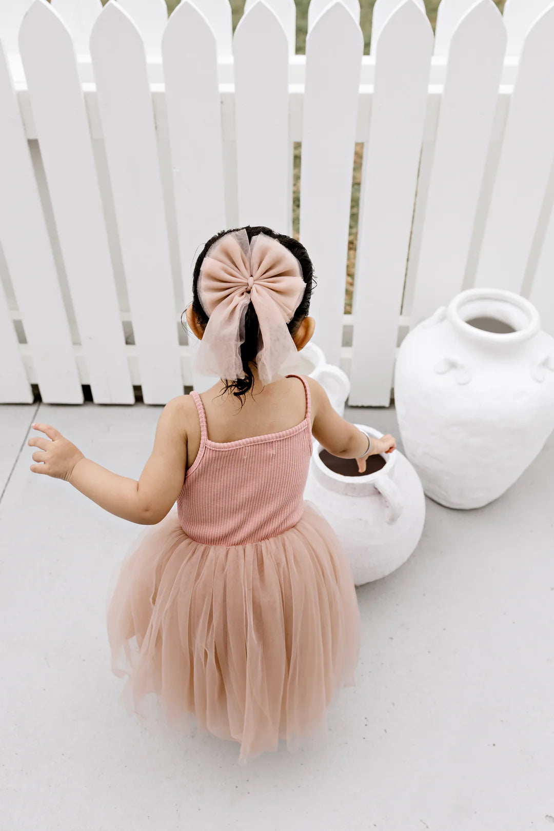 LARGE TULLE SAILOR BOW - DUSTY PINK