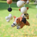 TARA TREASURES NURSERY COT MOBILE - JUMPING CORGI DOGS