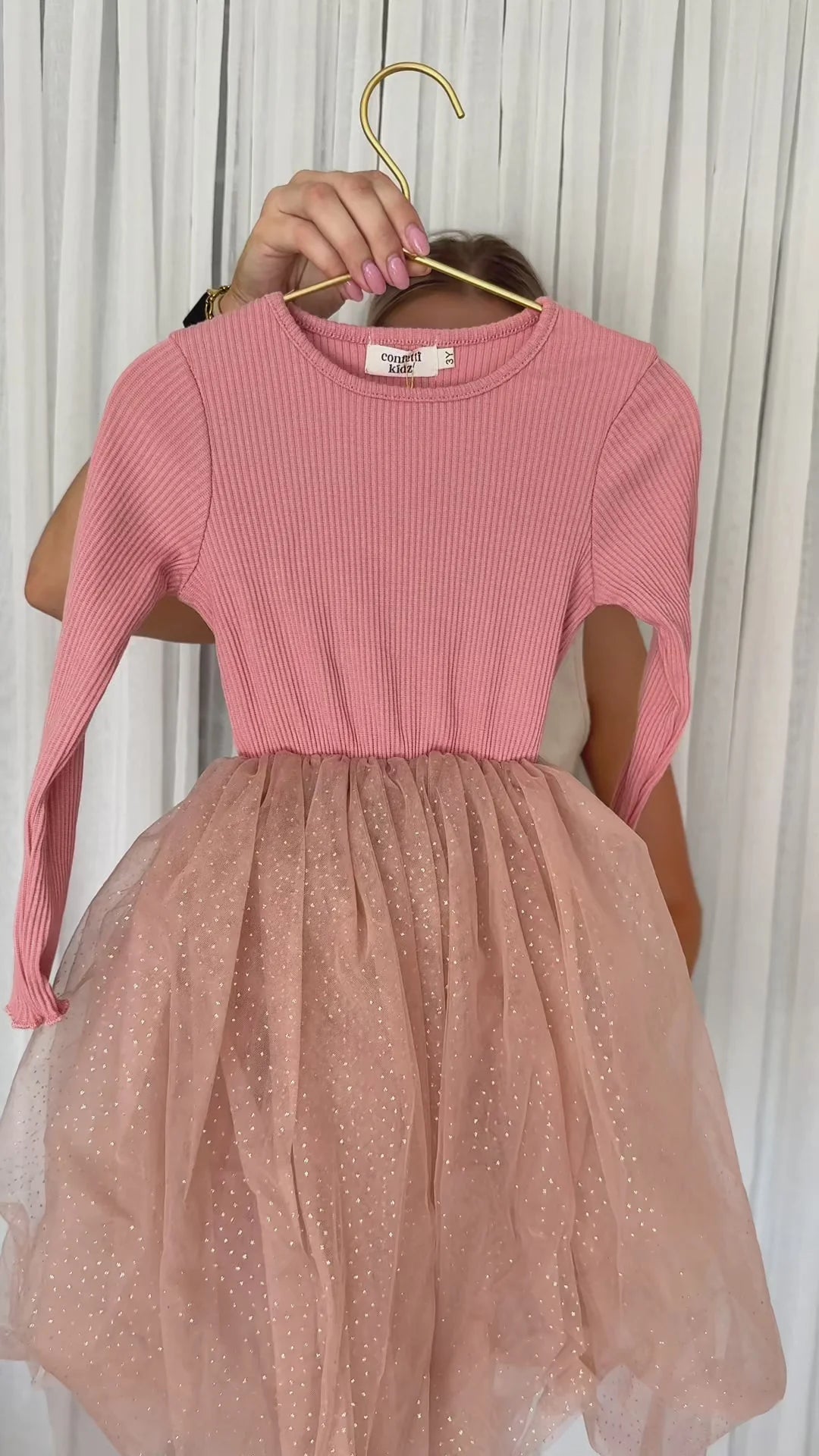 CONFETTI KIDZ LONG SLEEVE TULLE DRESS - DUSTY SPARKLES