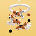 TARA TREASURES NURSERY COT MOBILE - JUMPING CORGI DOGS