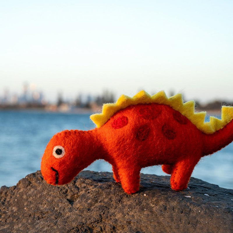 TARA TREASURES FELT DINOSAUR TOY-YELLOW SPIKES