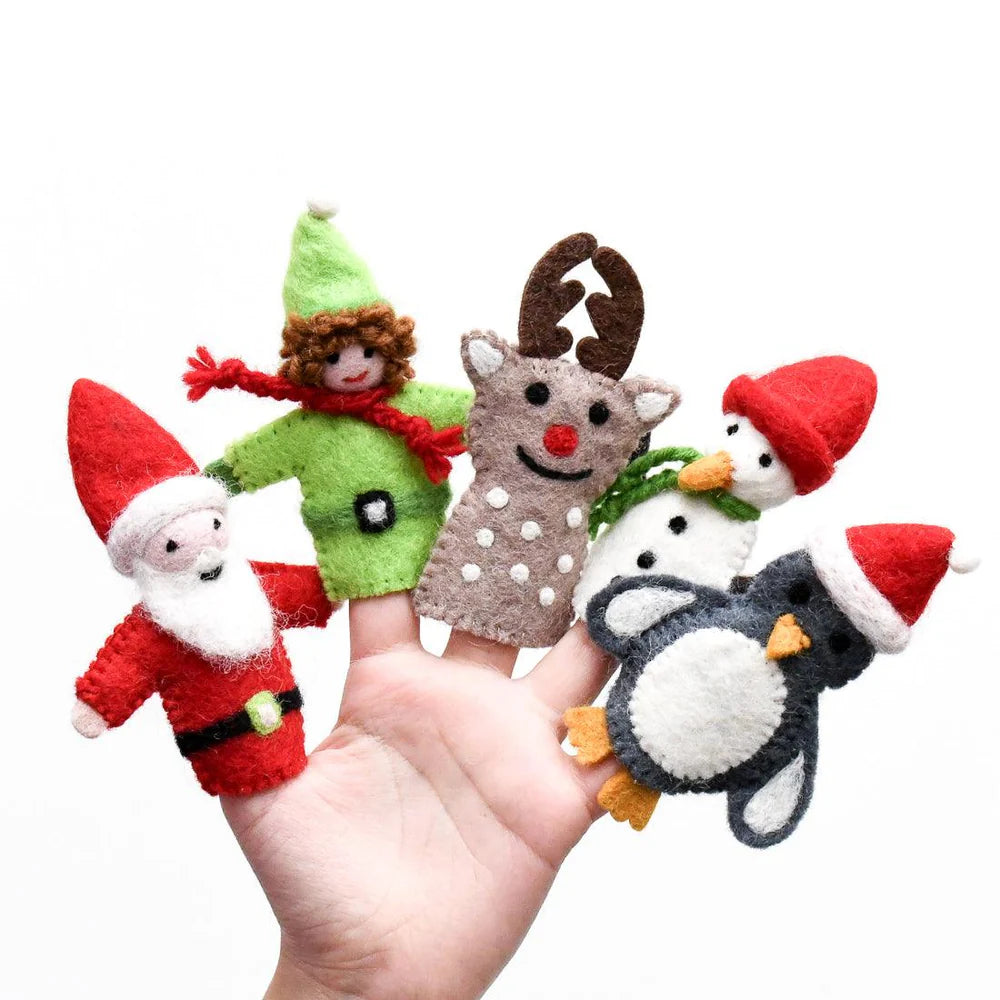 TARA TREASURES FELT CHRISTMAS SANTA FINGER PUPPET SET