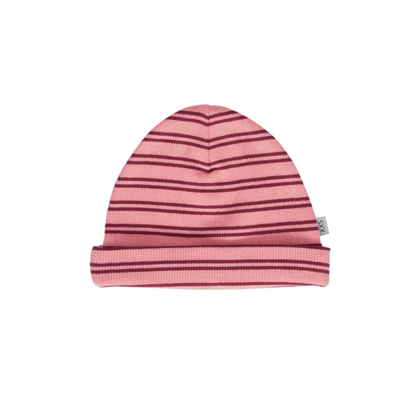 ACORN HENLEY BEANIE & MITTENS SET PINK PLUM