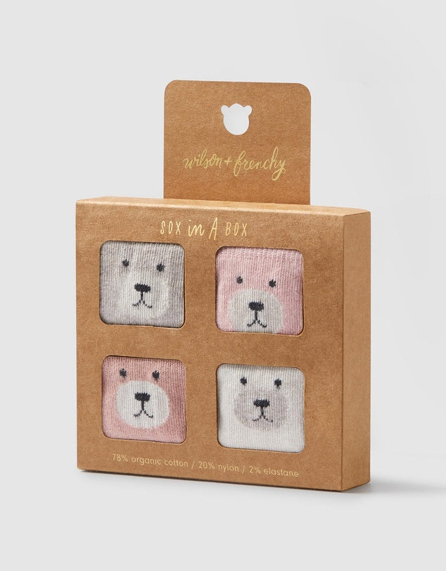 WILSON & FRENCHY SOX IN A BOX - OAT/PINK /PLUM/BUTTERMILK