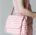 TINY HARLOW CONVERTIBLE DOLL'S NAPPY BAG SET PINK GINGHAM