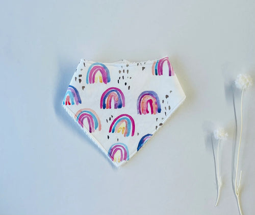 LITTLE WARRIOR & CO ORGANIC COTTON BANDANA BIB-RAINBOW